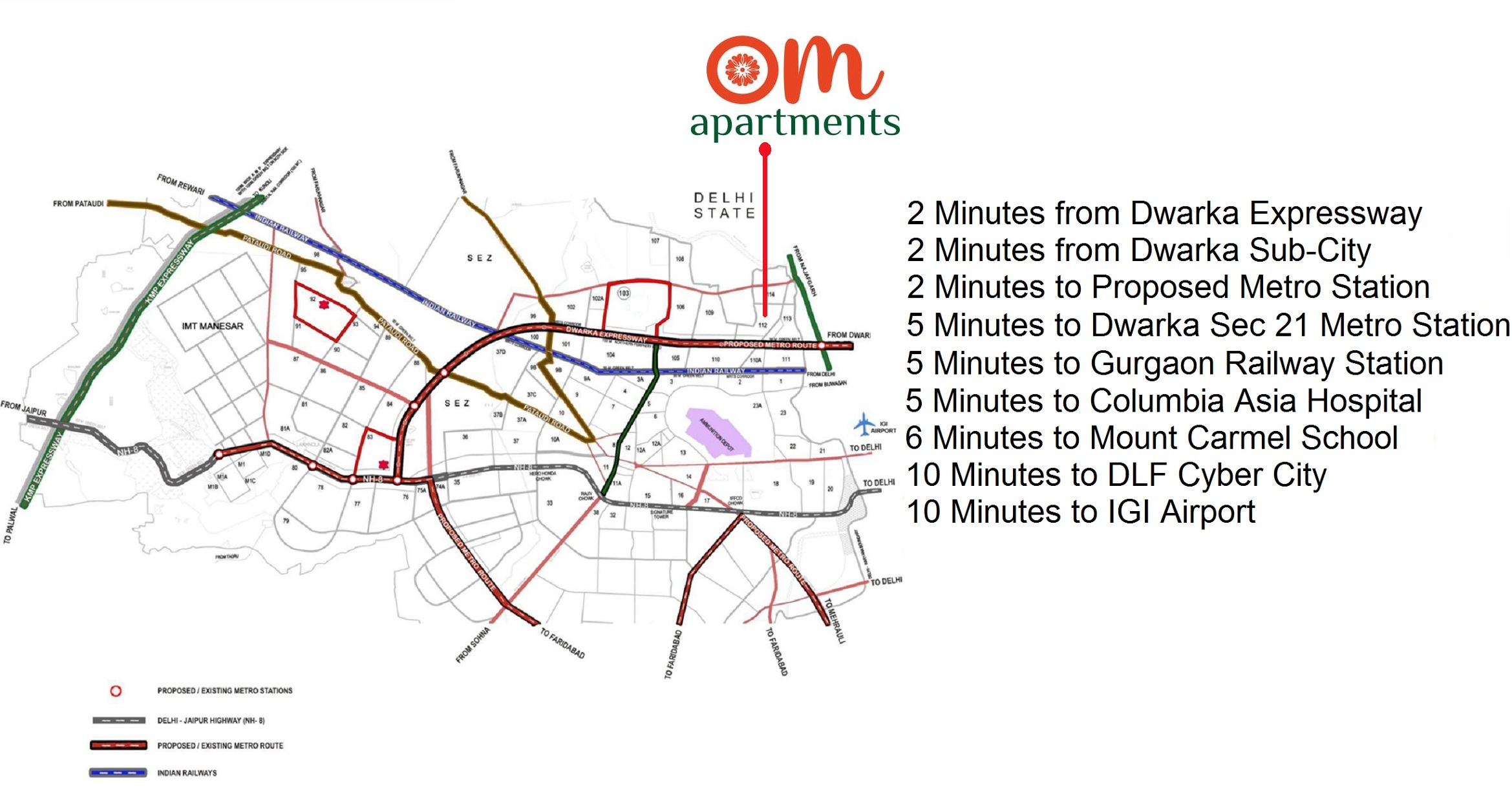 Location Map Pareena Om Apartments Gurgaon