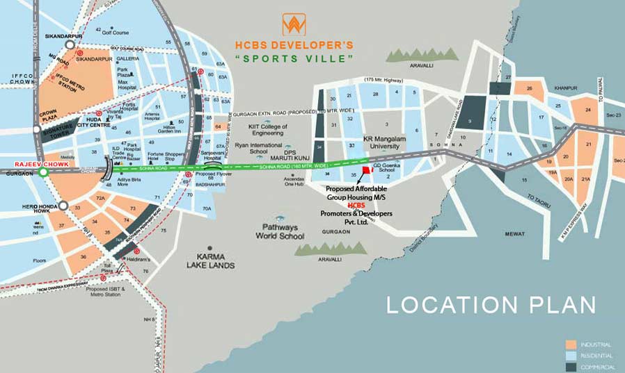 Location Map HCBS Sports Ville Sohna South of Gurgaon